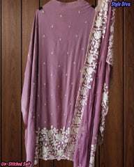Premium Georgette Embroidered Unstitched Suit with Scalloped Dupatta