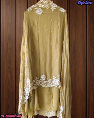 Premium Georgette Embroidered Unstitched Suit with Scalloped Dupatta