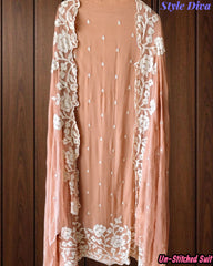 Premium Georgette Embroidered Unstitched Suit with Scalloped Dupatta