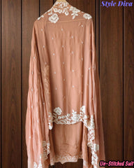 Premium Georgette Embroidered Unstitched Suit with Scalloped Dupatta