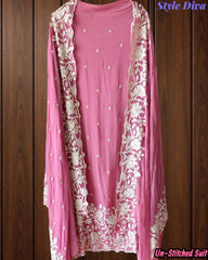 Premium Georgette Embroidered Unstitched Suit with Scalloped Dupatta