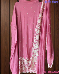 Premium Georgette Embroidered Unstitched Suit with Scalloped Dupatta