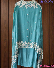 Premium Georgette Embroidered Unstitched Suit with Scalloped Dupatta