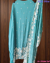 Premium Georgette Embroidered Unstitched Suit with Scalloped Dupatta