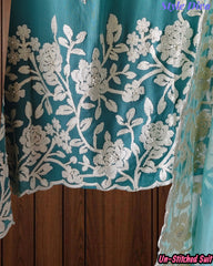 Premium Georgette Embroidered Unstitched Suit with Scalloped Dupatta