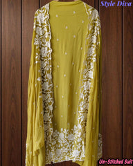 Premium Georgette Embroidered Unstitched Suit with Scalloped Dupatta