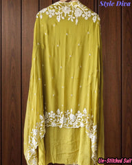 Premium Georgette Embroidered Unstitched Suit with Scalloped Dupatta