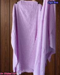 Pure Cotton Thread Embroidered Unstitched Suit with Scalloped Dupatta
