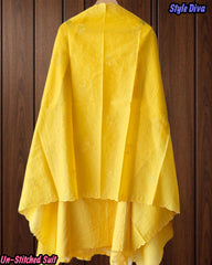Pure Cotton Thread Embroidered Unstitched Suit with Scalloped Dupatta