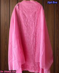 Pure Cotton Thread Embroidered Unstitched Suit with Scalloped Dupatta