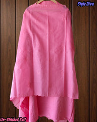 Pure Cotton Thread Embroidered Unstitched Suit with Scalloped Dupatta