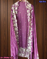 Premium Georgette Embroidered Unstitched Suit with Scalloped Dupatta