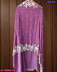 Premium Georgette Embroidered Unstitched Suit with Scalloped Dupatta