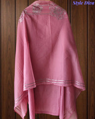 Mul Cotton Faux Leather Work Unstitched Festive Suit Set with Dupatta