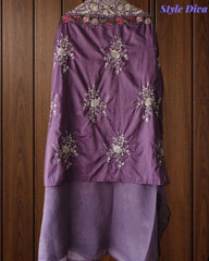 Mul Cotton Parsi Embroidery Unstitched Suit Set with Embroidered Dupatta