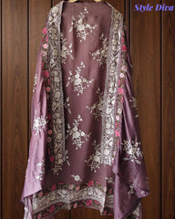 Mul Cotton Parsi Embroidery Unstitched Suit Set with Embroidered Dupatta