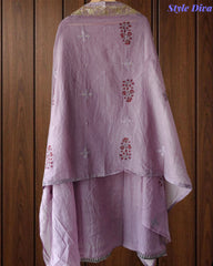 Crush Mul Cotton Block Print Unstitched Suit with Pita Embroidery Detailing