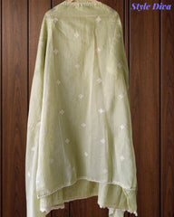 Mul Cotton Lucknowi Embroidered Un-Stitched Suit with Crochet Lace Dupatta