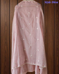 Mul Cotton Lucknowi Embroidered Un-Stitched Suit with Crochet Lace Dupatta