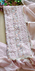 Mul Cotton Lucknowi Embroidered Un-Stitched Suit with Crochet Lace Dupatta