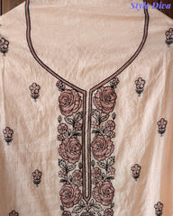Crush Mul Cotton Embroidered Unstitched Suit with Scalloped Dupatta