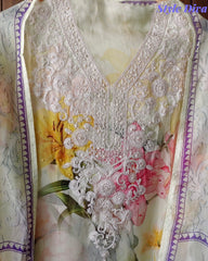 Organza Digital Print Zari Work Semi-Stitched Suit with Organza Digital Print Dupatta )
