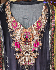 Muslin Digital Print Pearl High-Lighting Semi-Stitched Suit with Tassel Dupatta