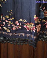 Muslin Digital Print Pearl High-Lighting Semi-Stitched Suit with Tassel Dupatta
