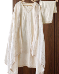 Cotton Embroidered Kurta Set with Sequin Work & Matching Dupatta – 3-Piece Fully Stitched Suit