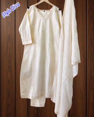 Cotton Embroidered Kurta Set with Sequin Work & Matching Dupatta – 3-Piece Fully Stitched Suit