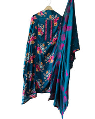 Glazed Cotton Digital Print Mirror Work Unstitched Suit with Cotton Scalloped Dupatta