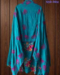 Glazed Cotton Digital Print Mirror Work Unstitched Suit with Cotton Scalloped Dupatta