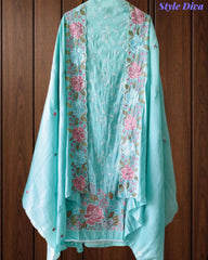 Mul Cotton Parsi Embroidered Unstitched Suit with Scalloped Embroidered Dupatta (3 Pc Set)