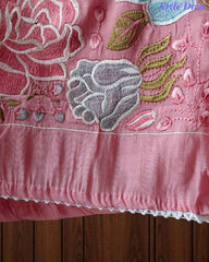 Mul Cotton Parsi Embroidered Unstitched Suit with Scalloped Embroidered Dupatta (3 Pc Set)