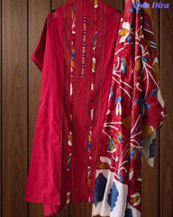 Cotton Kantha Embroidery & Pin-Tucks Unstitched Suit Set with Digital Print Dupatta