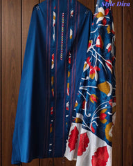 Cotton Kantha Embroidery & Pin-Tucks Unstitched Suit Set with Digital Print Dupatta