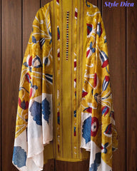 Cotton Kantha Embroidery & Pin-Tucks Unstitched Suit Set with Digital Print Dupatta