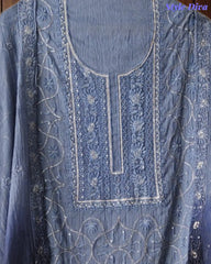 SD1223 - Mul Cotton Unstitched Suit with Ombre Effect, Overall Embroidered Kurta & Matching Dupatta