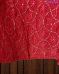 SD1223 - Mul Cotton Unstitched Suit with Ombre Effect, Overall Embroidered Kurta & Matching Dupatta