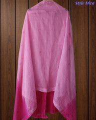SD1223 - Mul Cotton Unstitched Suit with Ombre Effect, Overall Embroidered Kurta & Matching Dupatta (Copy)