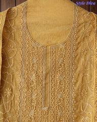SD1223 - Mul Cotton Unstitched Suit with Ombre Effect, Overall Embroidered Kurta & Matching Dupatta