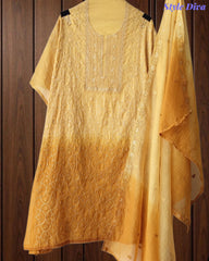 SD1223 - Mul Cotton Unstitched Suit with Ombre Effect, Overall Embroidered Kurta & Matching Dupatta