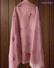 SD1211 -Premium Twill Organza Unstitched Suit Set with Dual Embroidery & Scalloped Dupatta