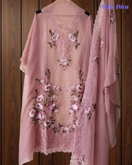 SD1211 -Premium Twill Organza Unstitched Suit Set with Dual Embroidery & Scalloped Dupatta