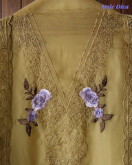 SD1211 -Premium Twill Organza Unstitched Suit Set with Dual Embroidery & Scalloped Dupatta