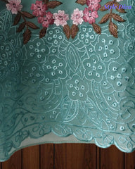 SD1211 -Premium Twill Organza Unstitched Suit Set with Dual Embroidery & Scalloped Dupatta