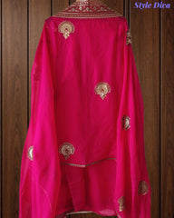 SD1226 -Premium Twill Organza Unstitched Suit Set with Oxidized Sequin Work & Embroidery on Kurta and Dupatta