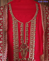 SD1226 -Premium Twill Organza Unstitched Suit Set with Oxidized Sequin Work & Embroidery on Kurta and Dupatta