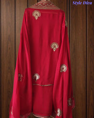 SD1226 -Premium Twill Organza Unstitched Suit Set with Oxidized Sequin Work & Embroidery on Kurta and Dupatta
