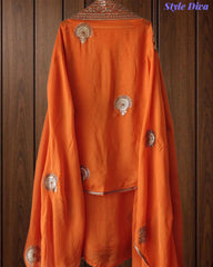 SD1226 -Premium Twill Organza Unstitched Suit Set with Oxidized Sequin Work & Embroidery on Kurta and Dupatta